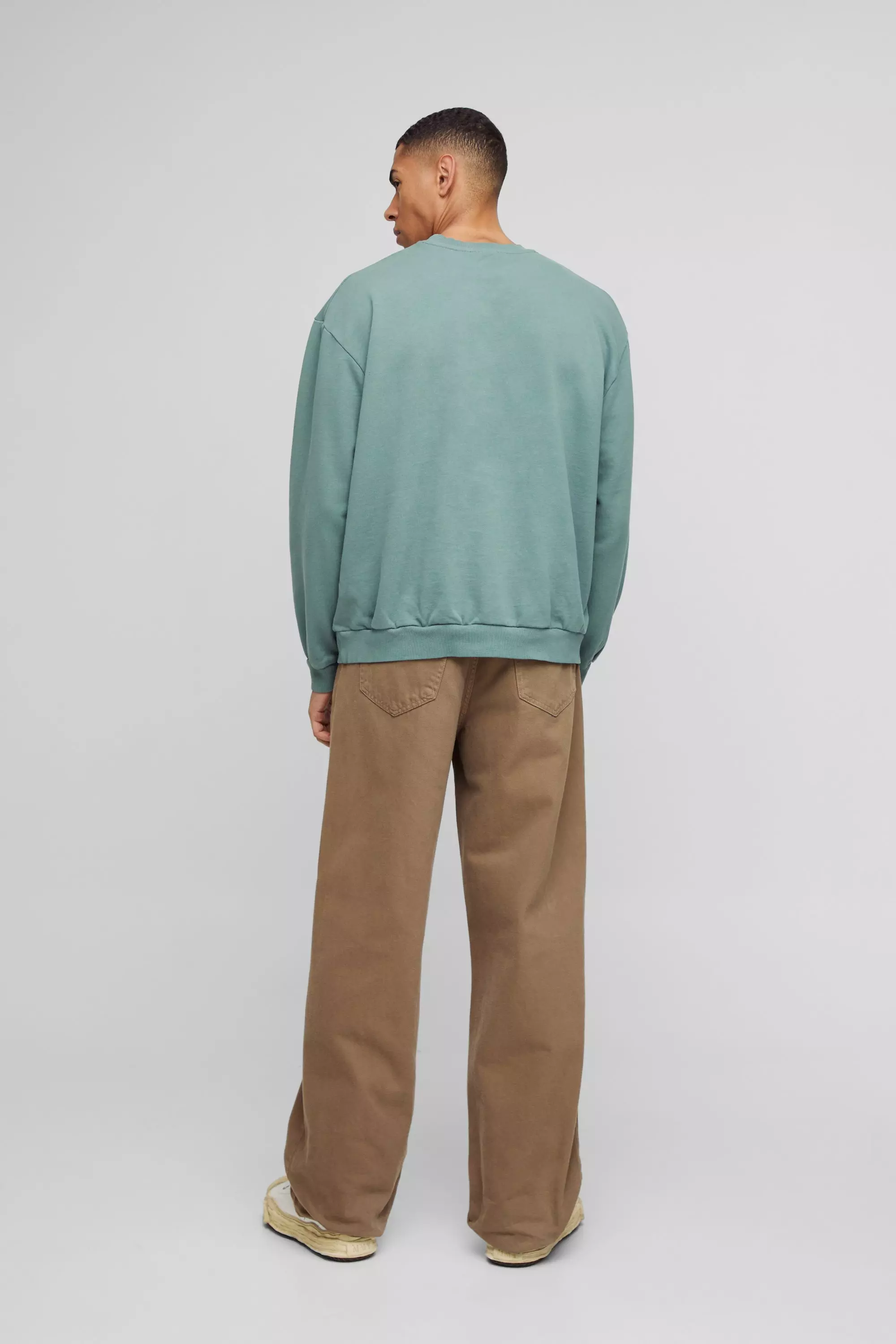 Oversized Thermal Hand Print Loopback Sweatshirt boohooMAN UK